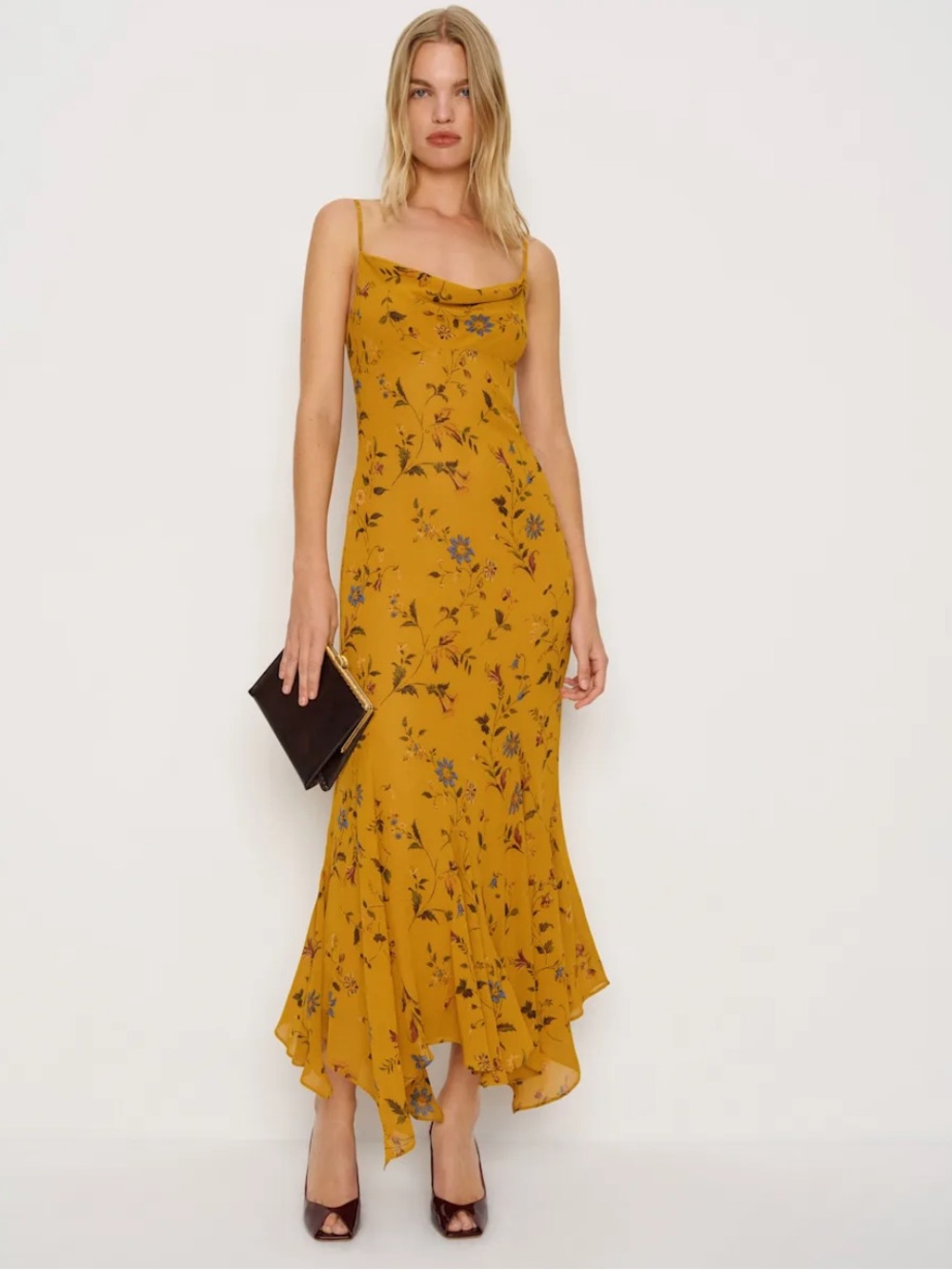 REFORMATION Lluvia Mini Dress women’s Mustard Floral Women size 10